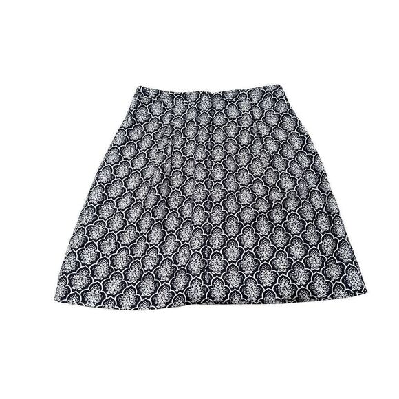 Ann Taylor LOFT Women's 2 Black Cream Damask Tapestry Linen Blend Zip Mini Skirt - Picture 2 of 6